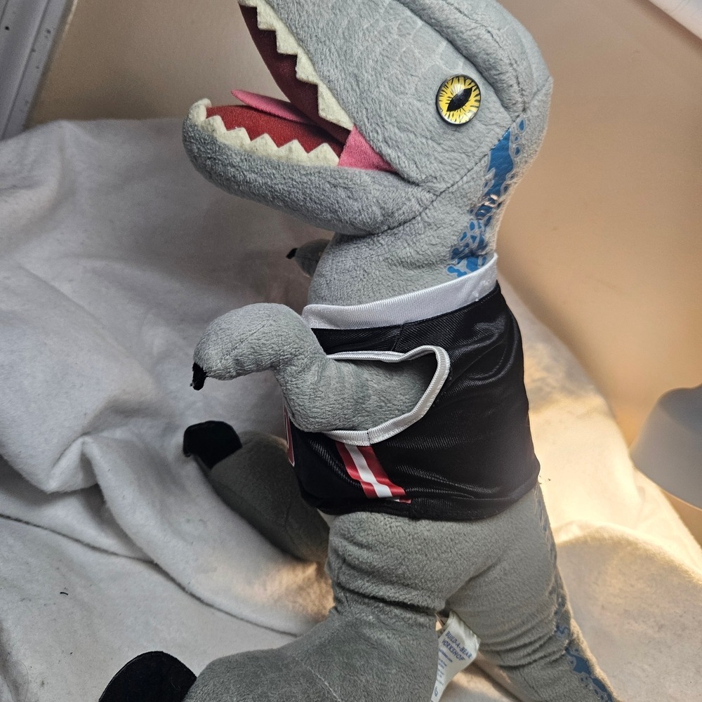Build-A-Bear Jurassic World Blue Velociraptor Plush Dinosaur with Jersey Grey